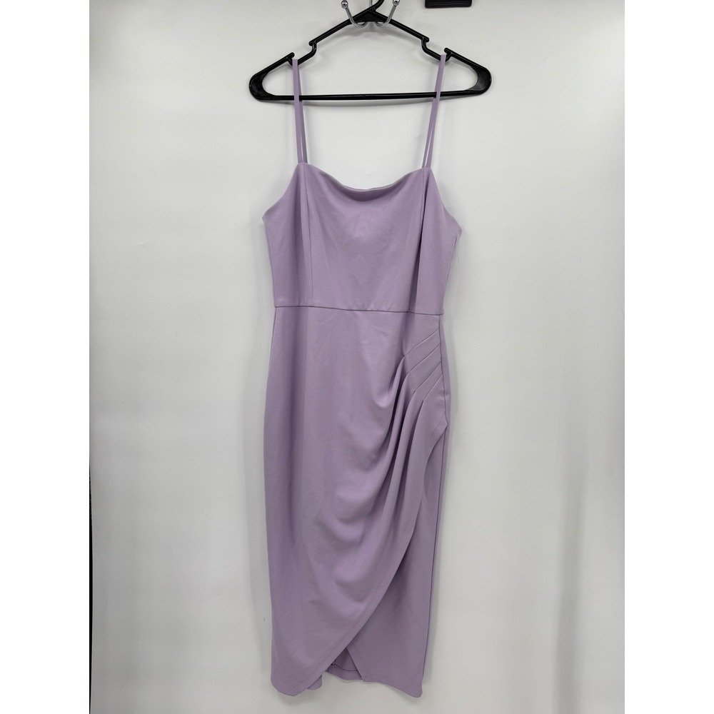 Laundry by Shelli Segal 8 Sheath Dress Womens Lavender Pleated Faux Wrap Dress